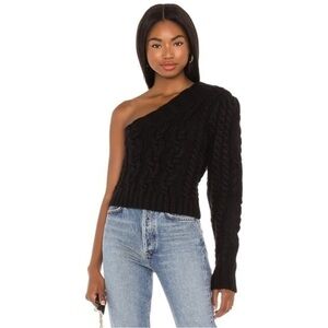For Love & Lemons | Cable Knit One Shoulder
Sweater in Black - Size Small (NWT)
